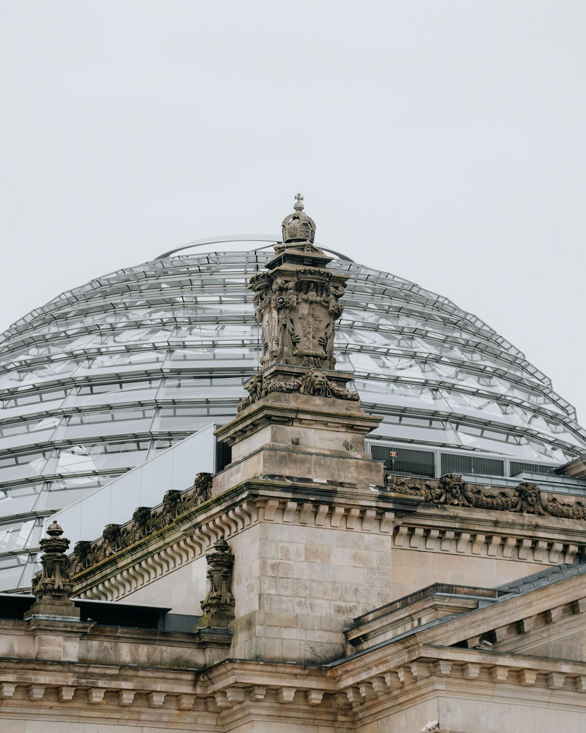 Close-up of the glass dome structure of the Reichstag building