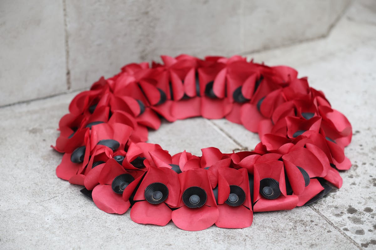 Red poppy remembrance wreath