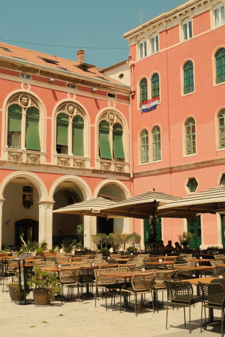 Summer courtyard cafe in Split