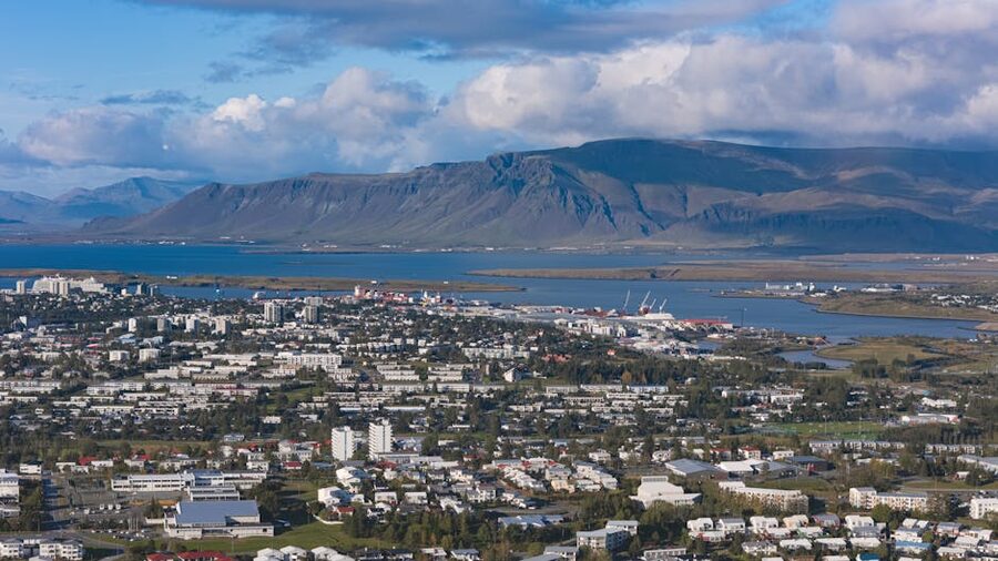Aerial Reykjavik Esja Mountain summer