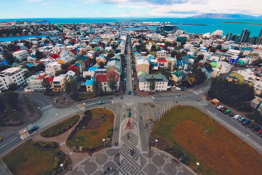 Aerial Reykjavik cityscape architecture vista