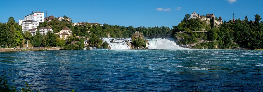 Rheinfall spray over landscape Schaffhausen