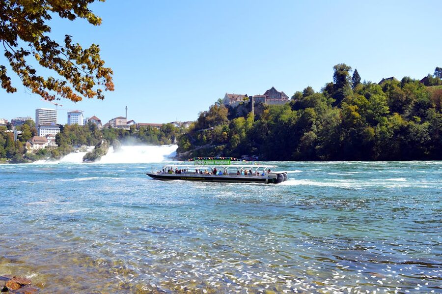 Tourists on boat tour Rhine River