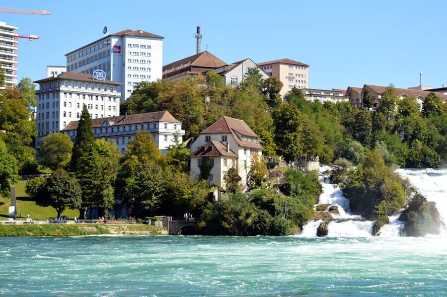 Rhine Falls and architecture Neuhausen am Rheinfall