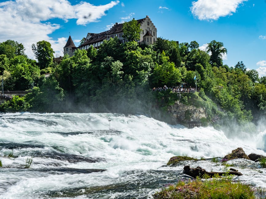 Rhine Falls cascades wide river Schaffhausen