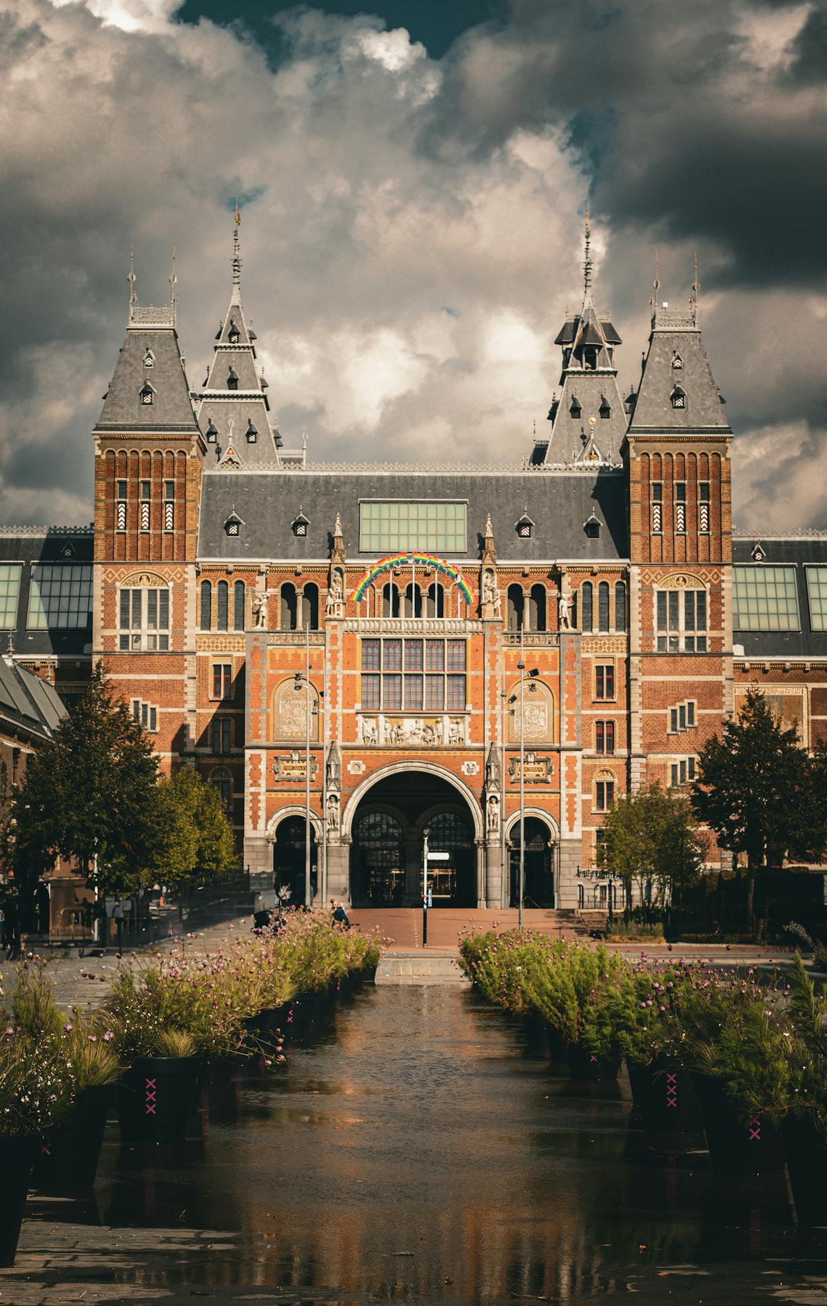 The grand facade of the Rijksmuseum in Amsterdam