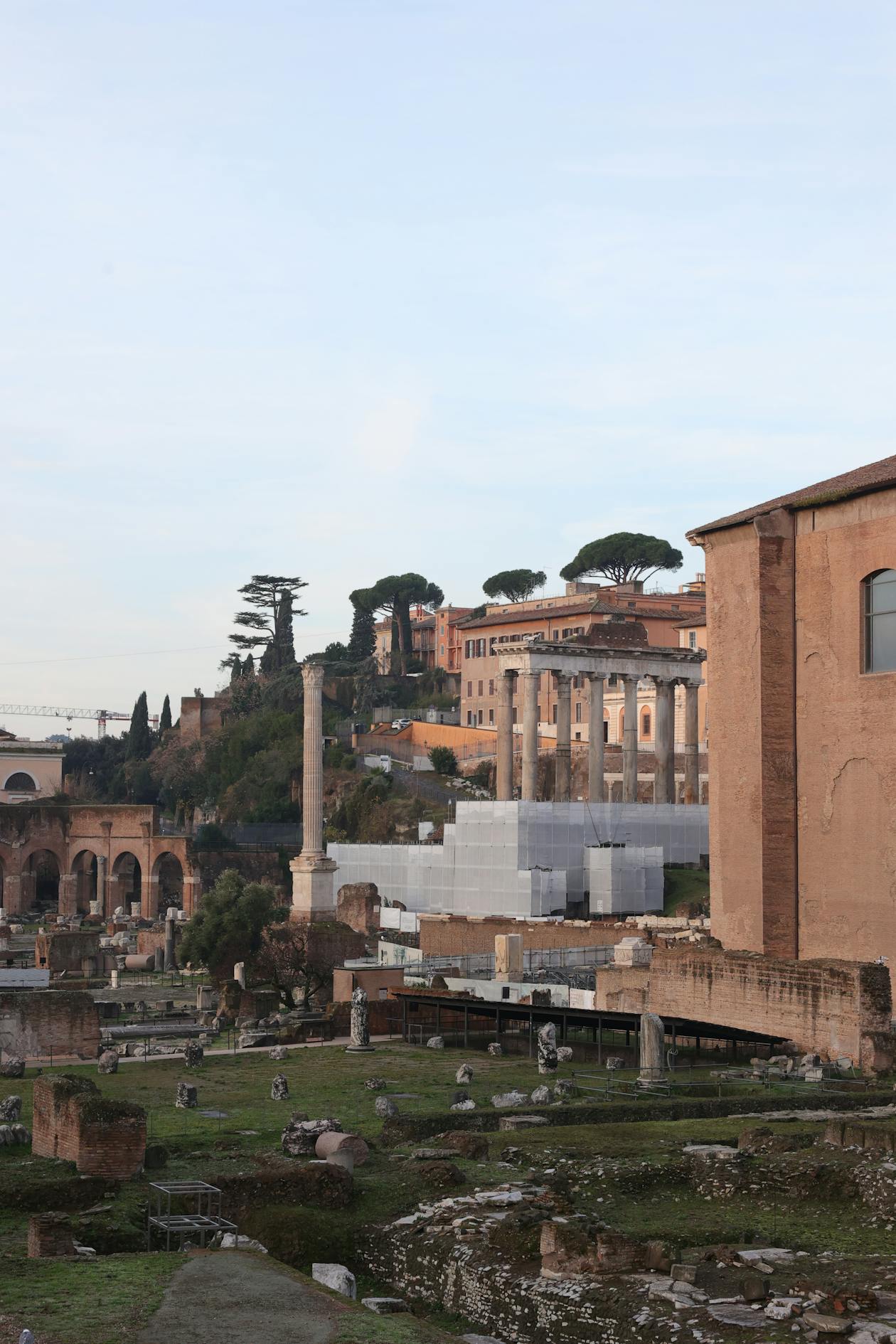Historic Roman Forum with ancient temple columns