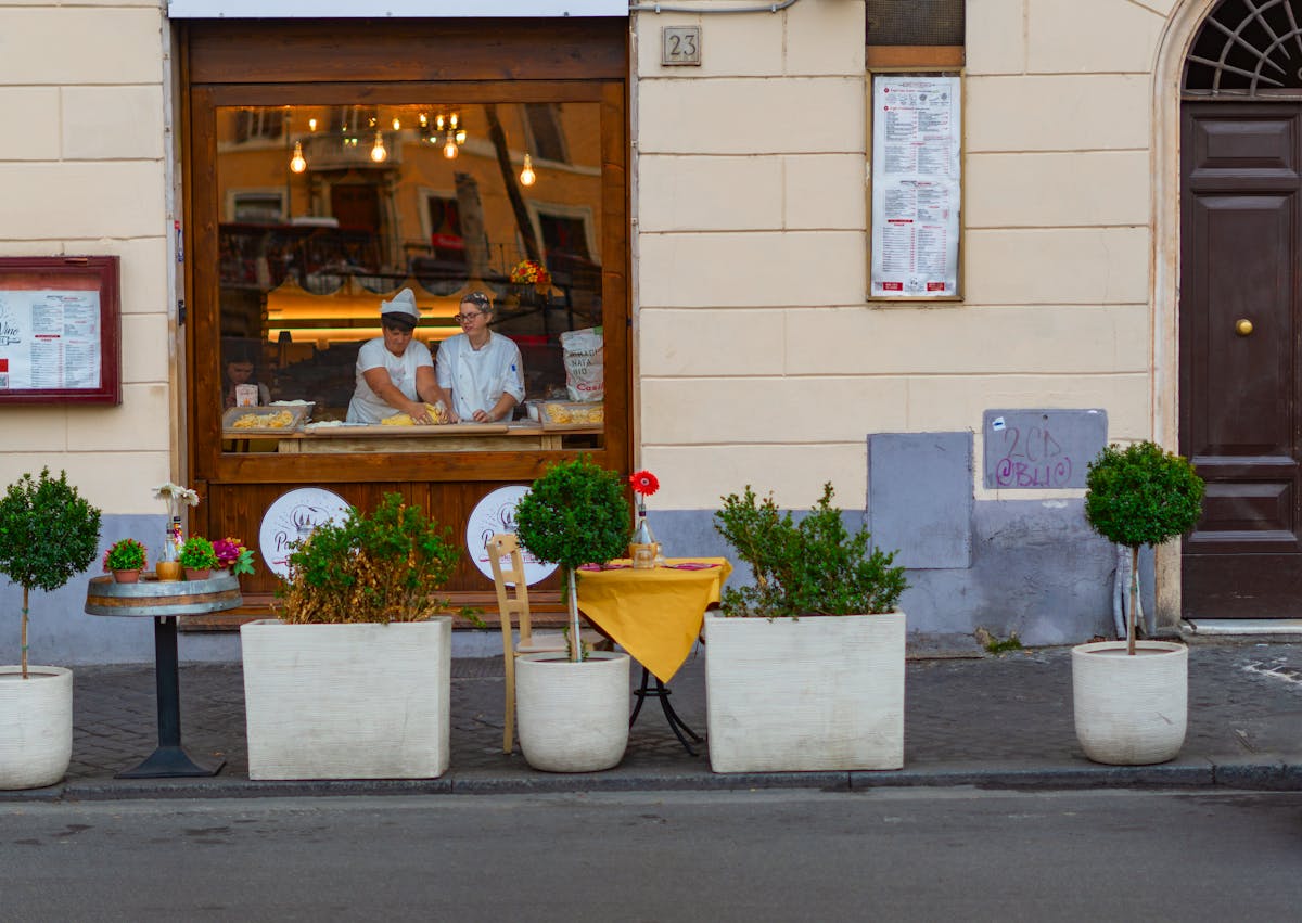 Italian bakery and food shop on a street in Rome