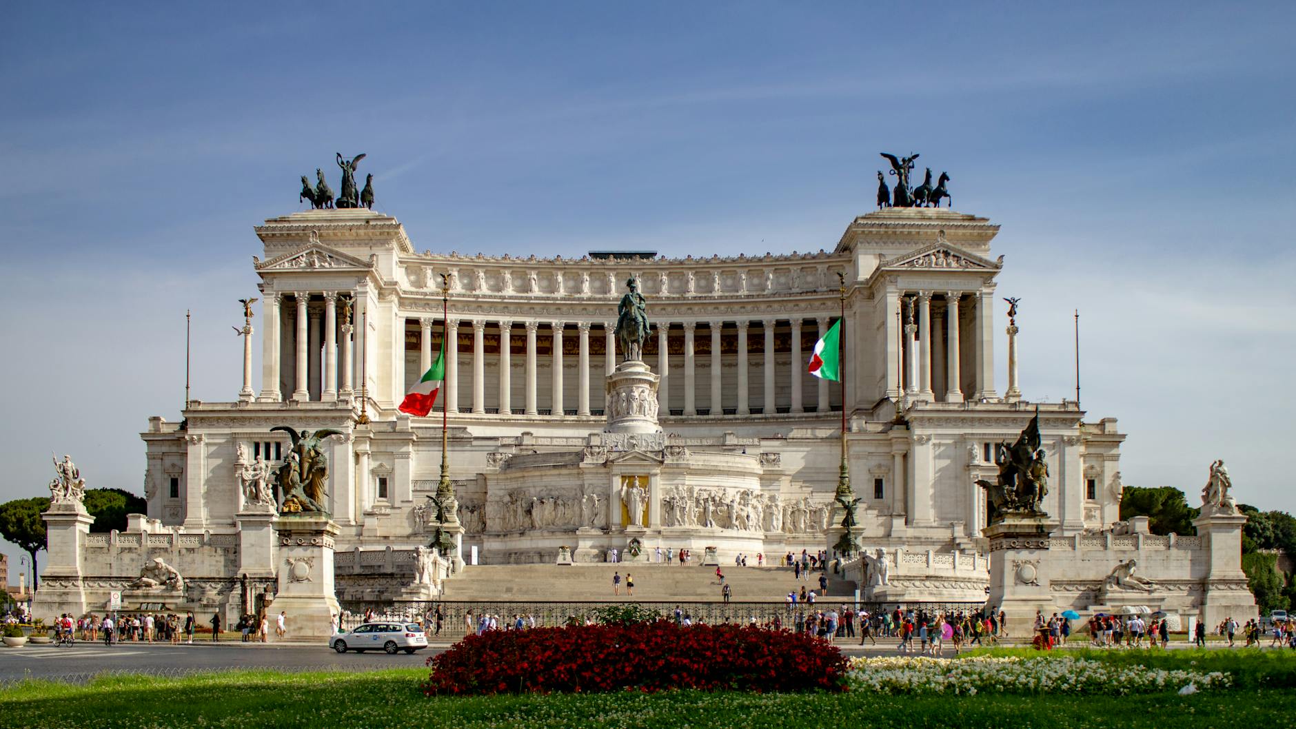 The Vittoriano monument at Piazza Venezia in Rome on a clear day