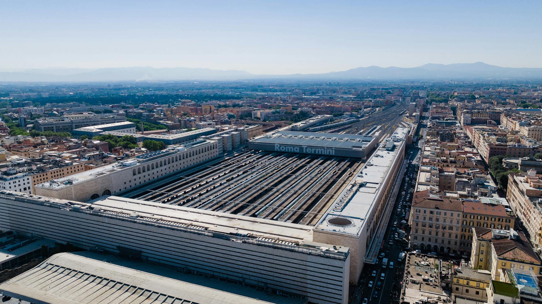 Aerial view of Roma Termini railway station during daytime
