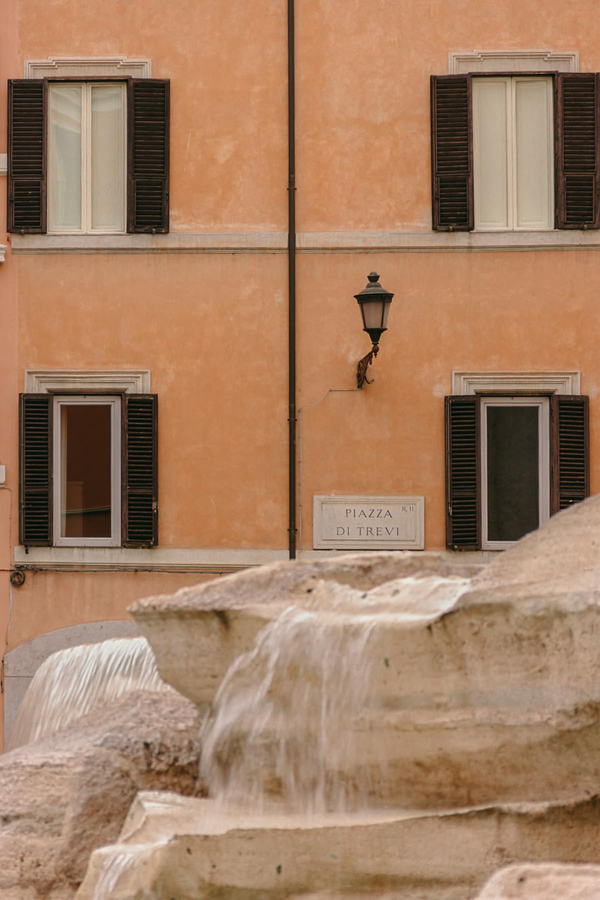 Flowing water at the Trevi Fountain in Rome