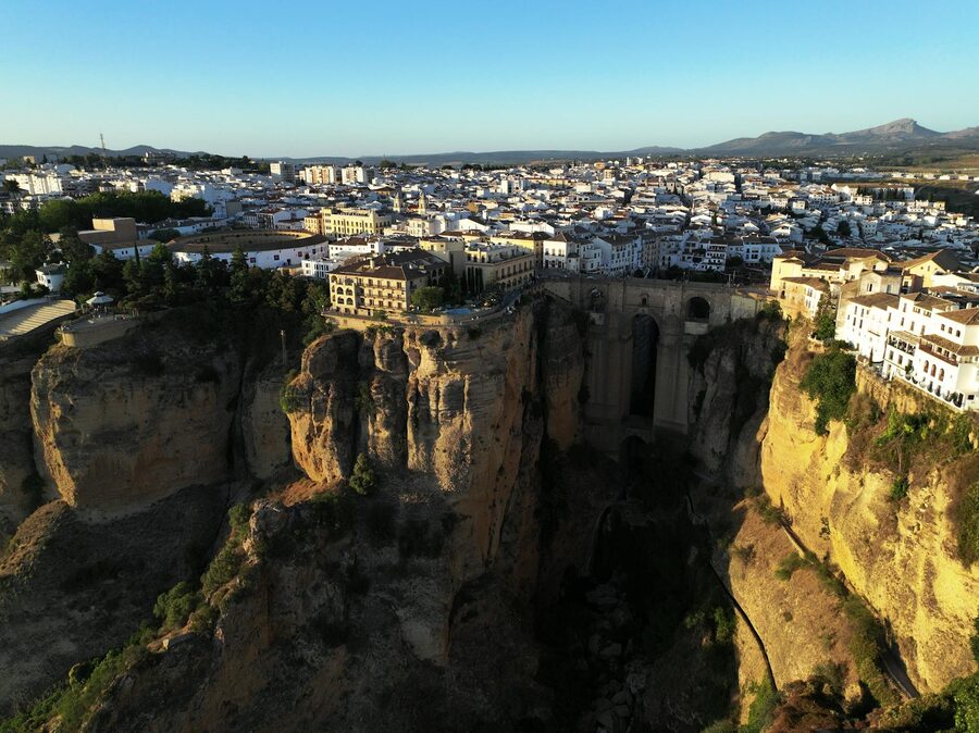 Aerial view of El Tajo gorge and Ronda cityscape