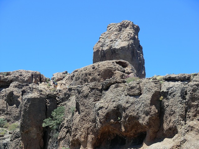 Roque Nublo volcanic monolith rising from the mountains of Gran Canaria