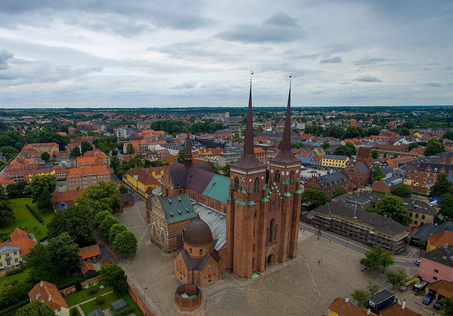 Roskilde Cathedral aerial view UNESCO World Heritage