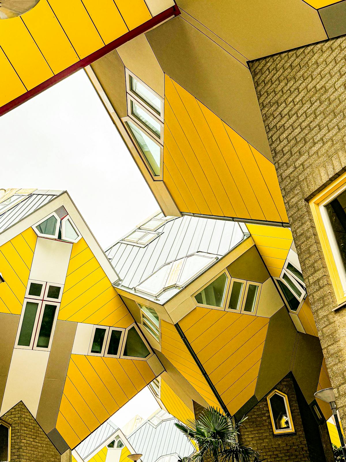 The iconic Cube Houses in Rotterdam showcasing unique tilted architecture