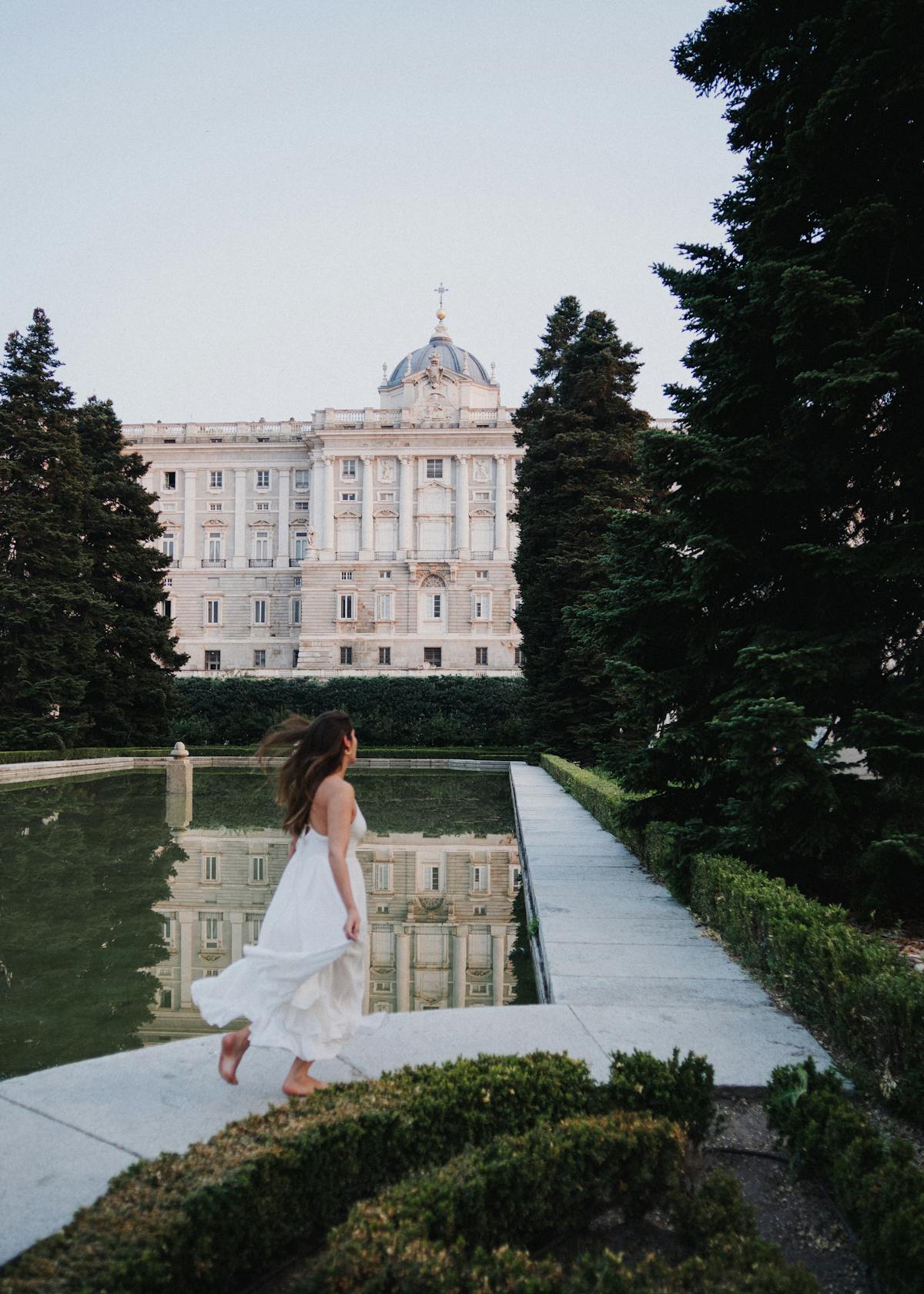 Reflection of the Royal Palace in the Sabatini Gardens pool