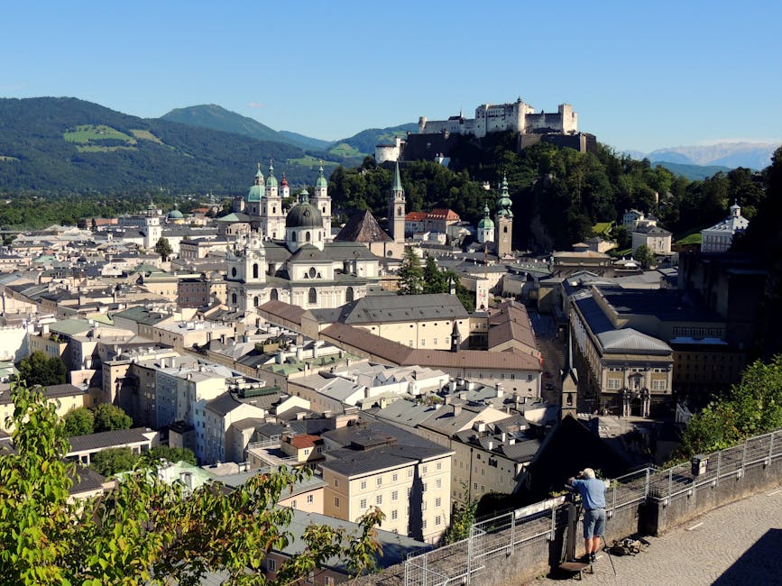 Salzburg aerial with Hohensalzburg Fortress
