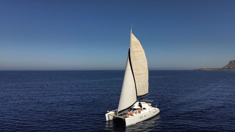 Sailing catamaran open sea