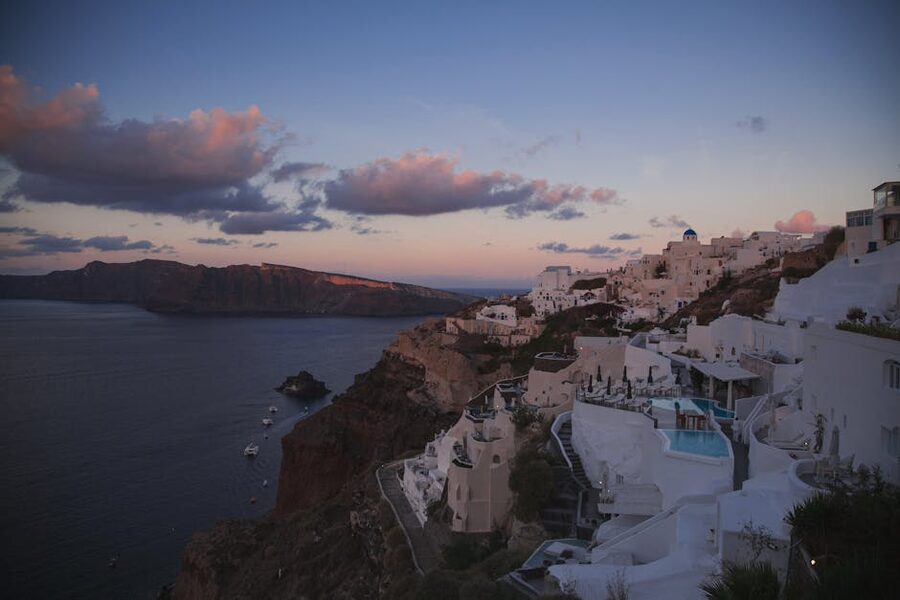 Santorini sunset sea view