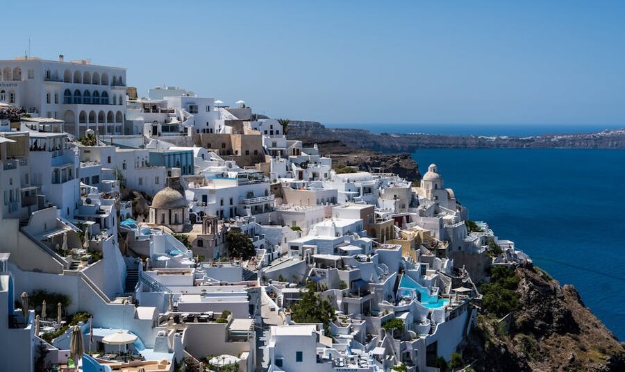 Santorini white-washed buildings