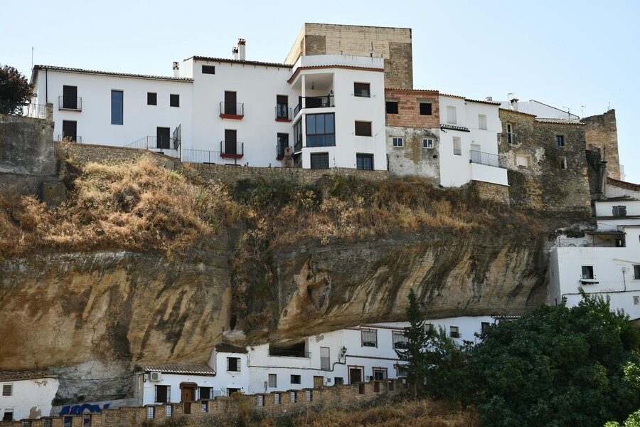 Houses built into cliff face at Setenil de las Bodegas Spain