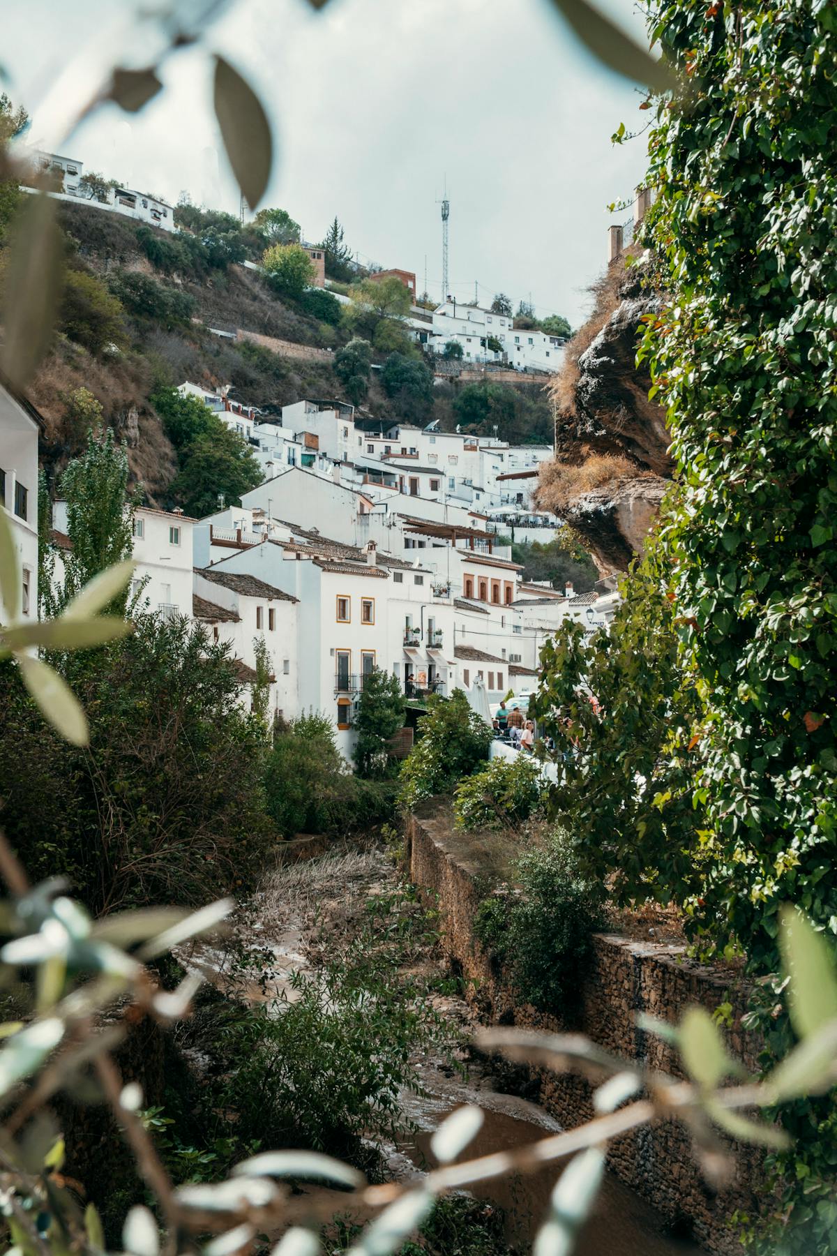 Setenil de las Bodegas village in Andalusia Spain with houses built into the cliff overhangs