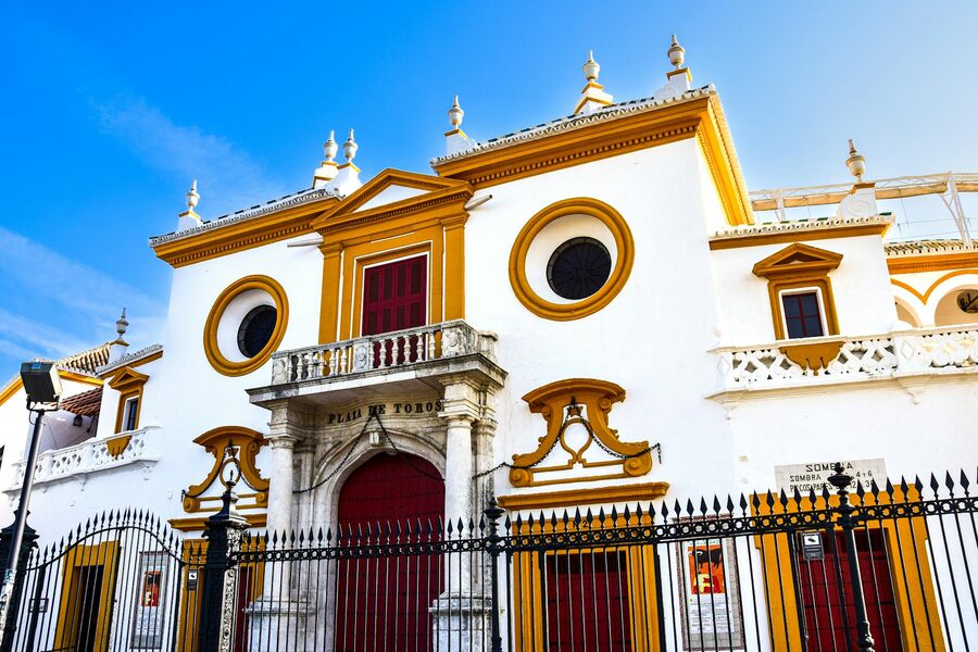 Historic architecture of the Seville bullring Plaza de Toros