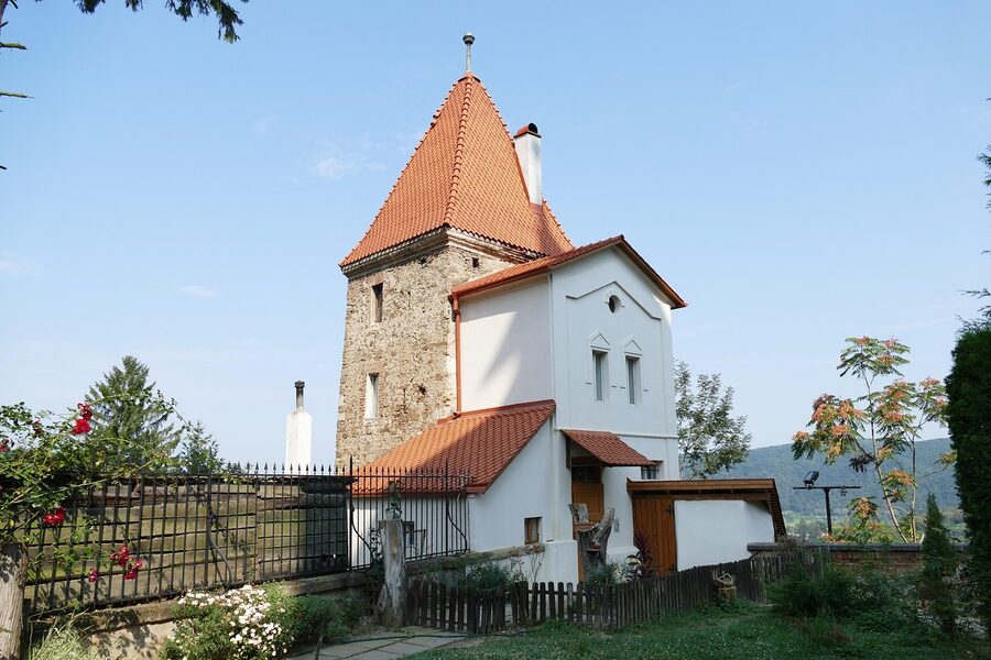 Sighisoara historic center in Transylvania Romania with medieval tower