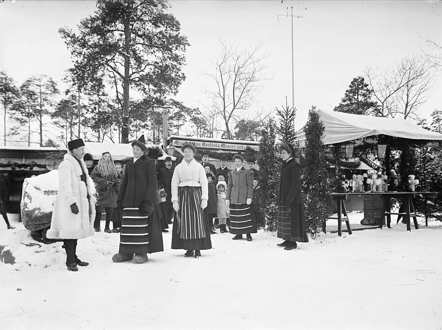 Skansen Christmas market historic photograph around 1910