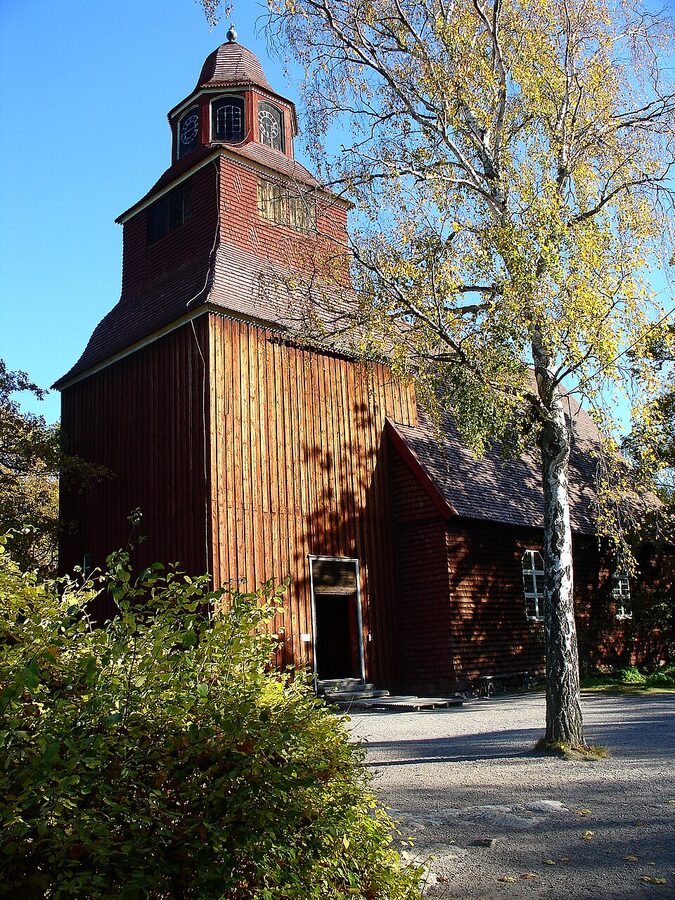 Seglora Church Skansen exterior wooden building