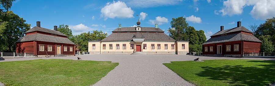 Skogaholm Manor at Skansen Stockholm yellow timber house