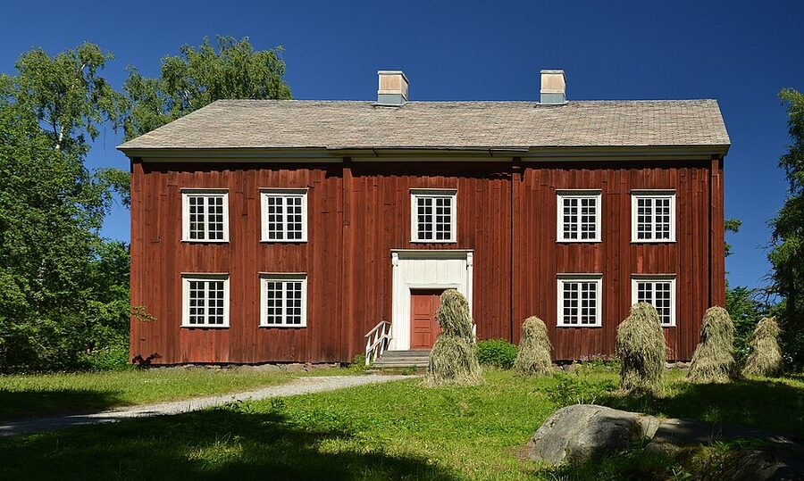 Skansen wooden cottages Stockholm with timber facades