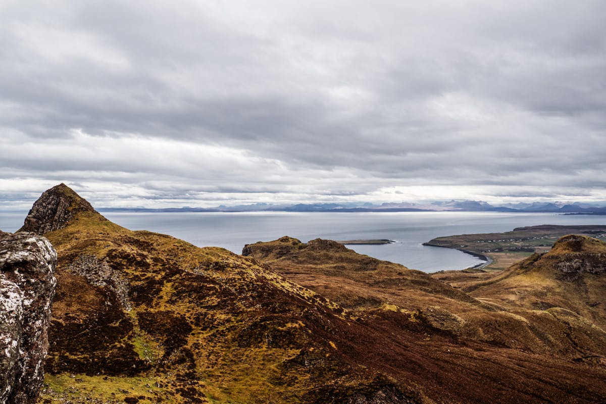 Rugged coastline of the Isle of Skye with cliffs and ocean