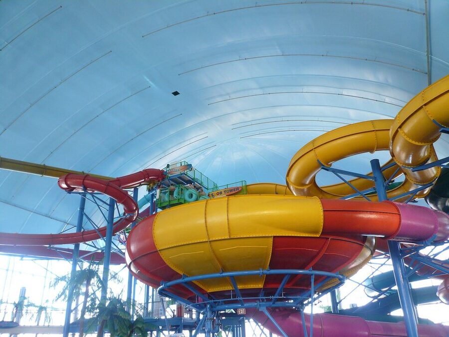 Bowl style water slide at a water park