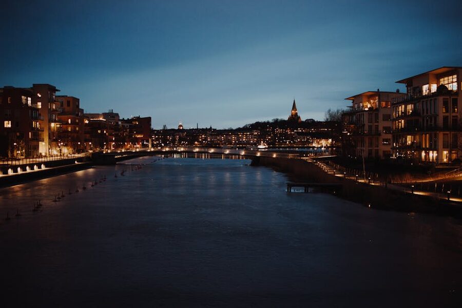 Söder waterfront evening illuminated Stockholm