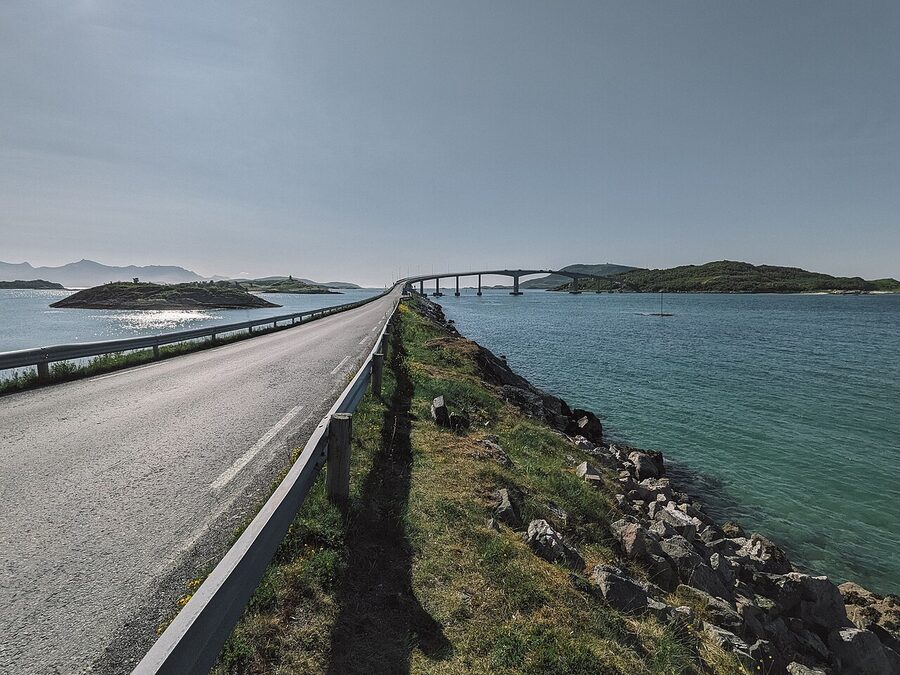 Sommaroy bridge from the mainland in Troms Norway