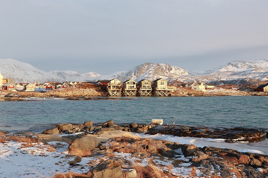 Sommaroy island view in Norway with white sand and turquoise water