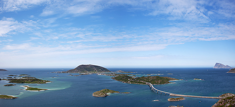 Sommaroy panorama showing three connected islands in Troms