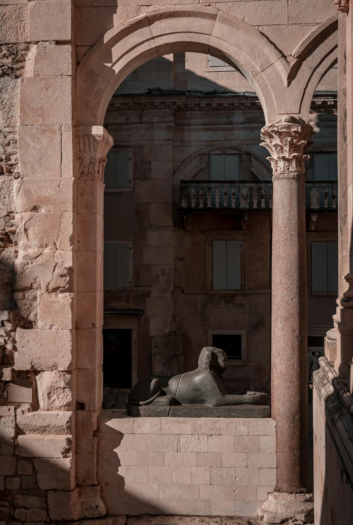 Historic Roman arches and sculpture in Split