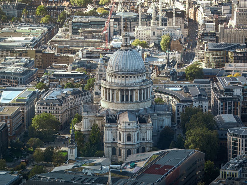 St Pauls Cathedral aerial urban London