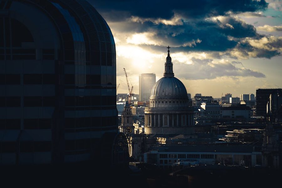 St Pauls dome at sunset London