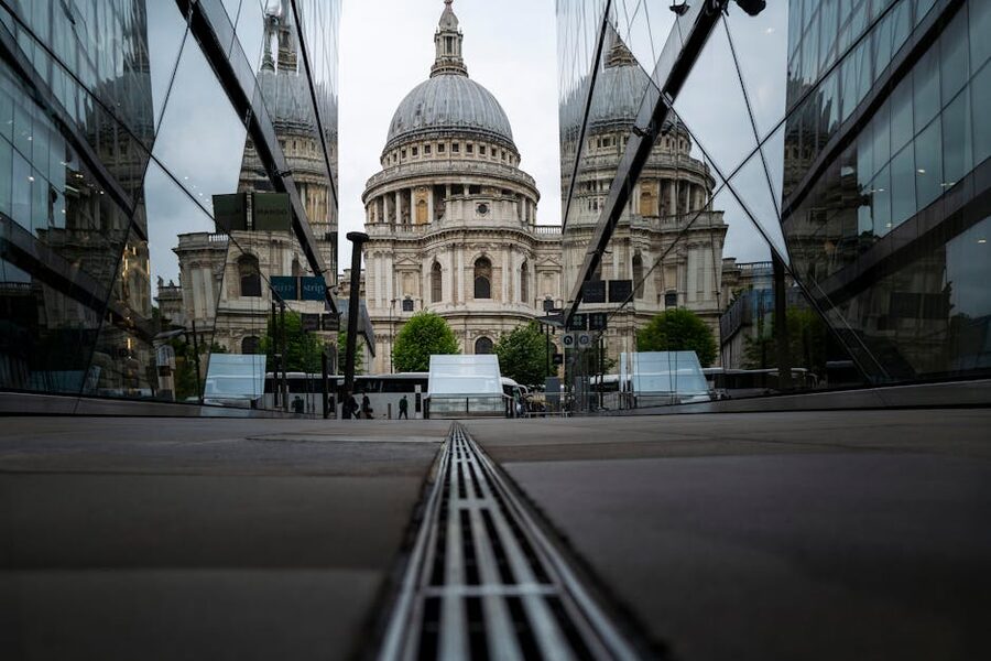 St Pauls Cathedral reflected in glass