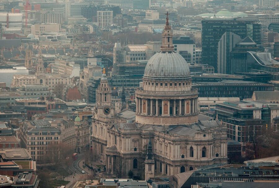 St Pauls Cathedral London panoramic cityscape