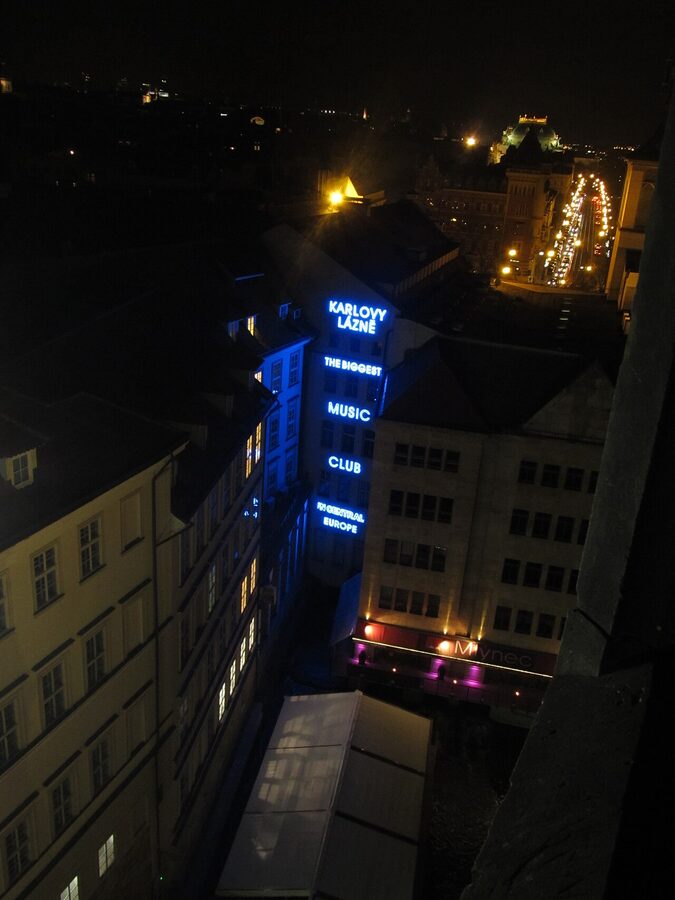 Staromestske mlyny at evening near Charles Bridge Prague