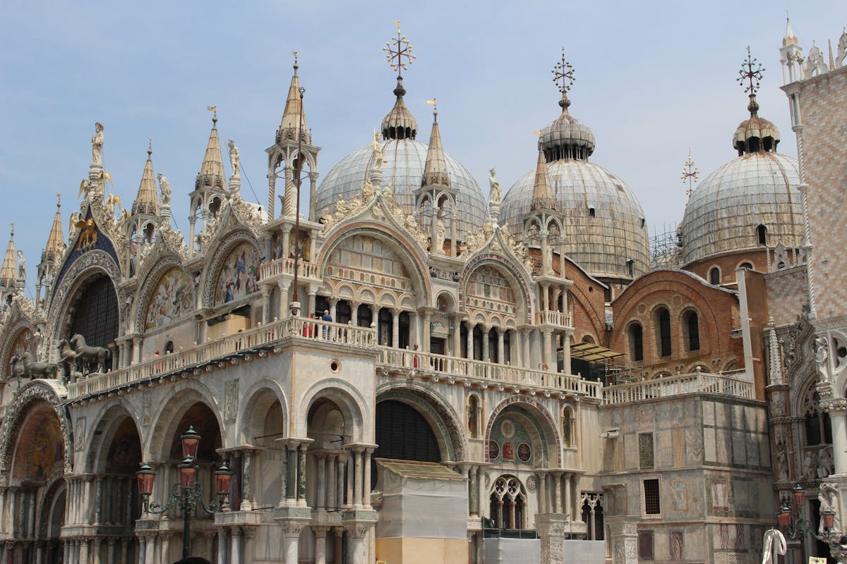 Exterior facade of St Marks Basilica in Venice Italy