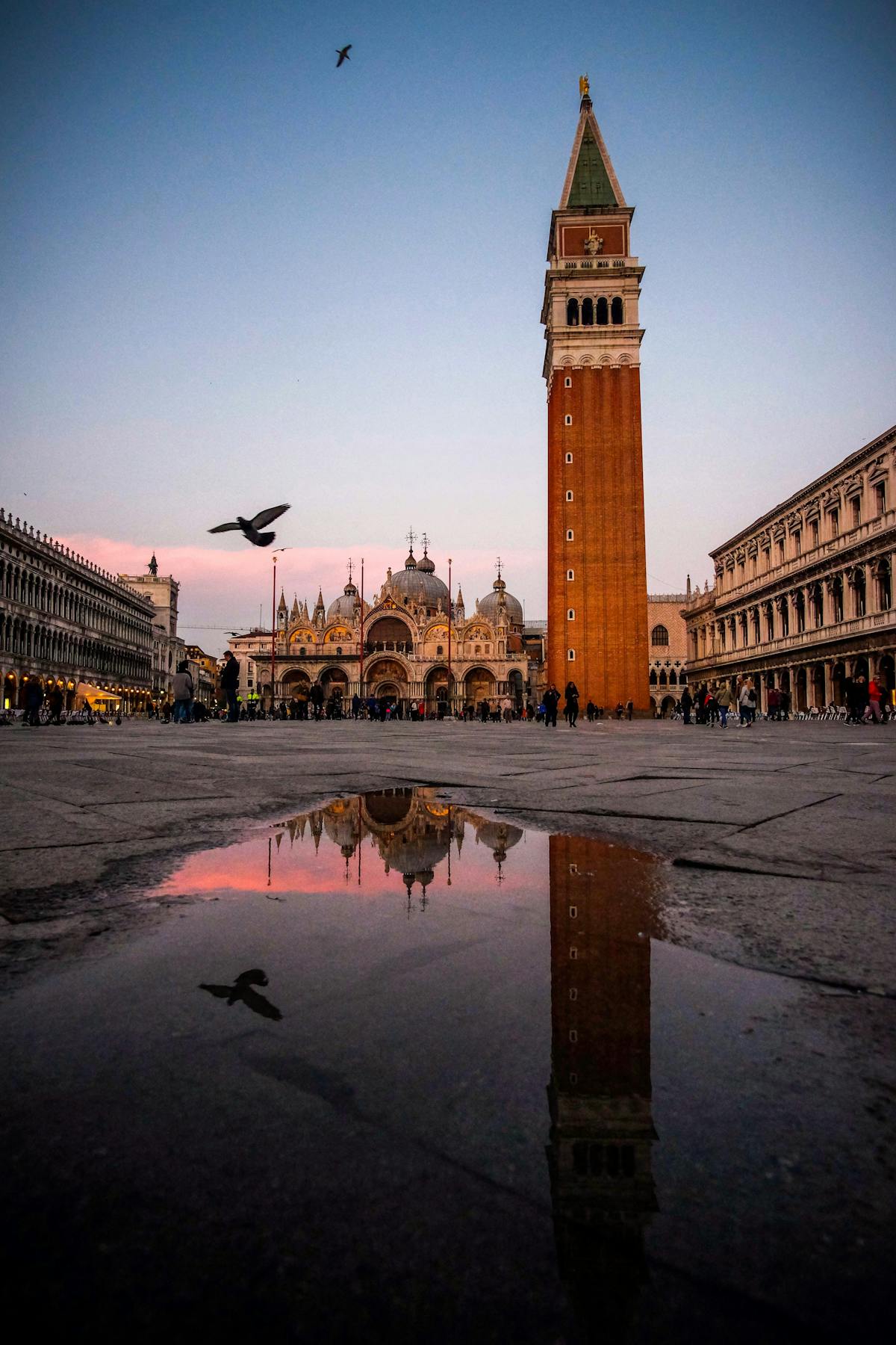 St Marks Square in the evening with reflections Venice