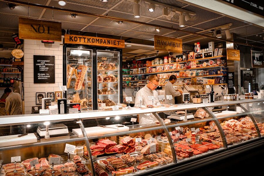 Stockholm market butcher counter