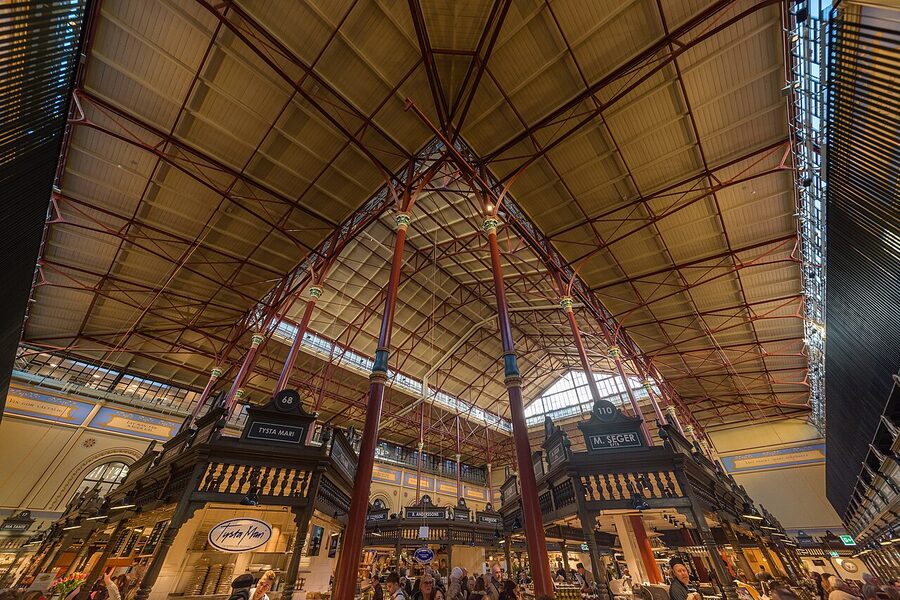 Östermalmshallen aisle and stalls Stockholm