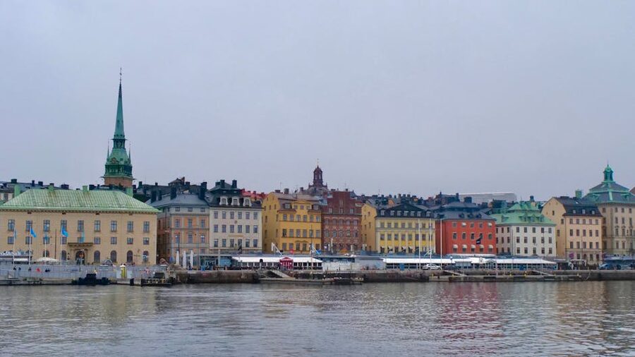Stockholm waterfront colourful buildings