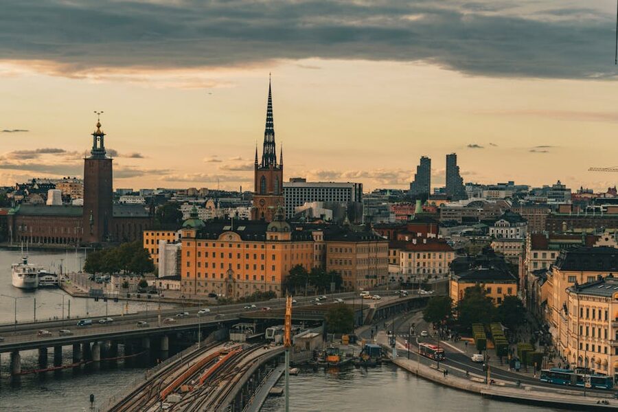 Stockholm historic skyline from above